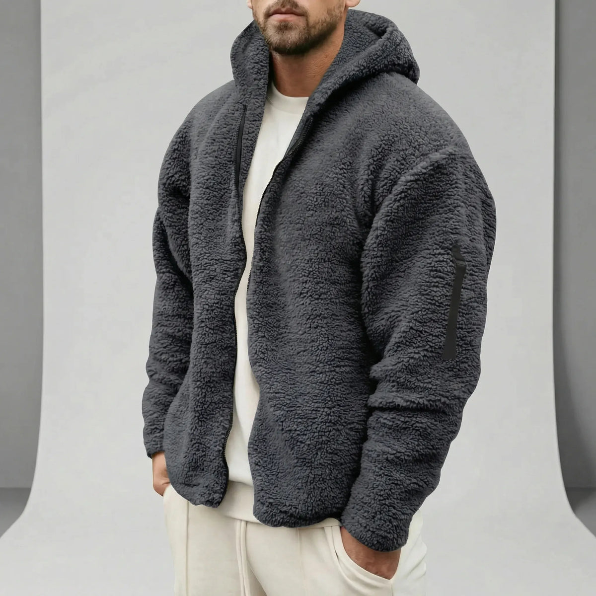 Kapuzenjacke Herren Thermo Gefüttert Winter Casual Slim Fit