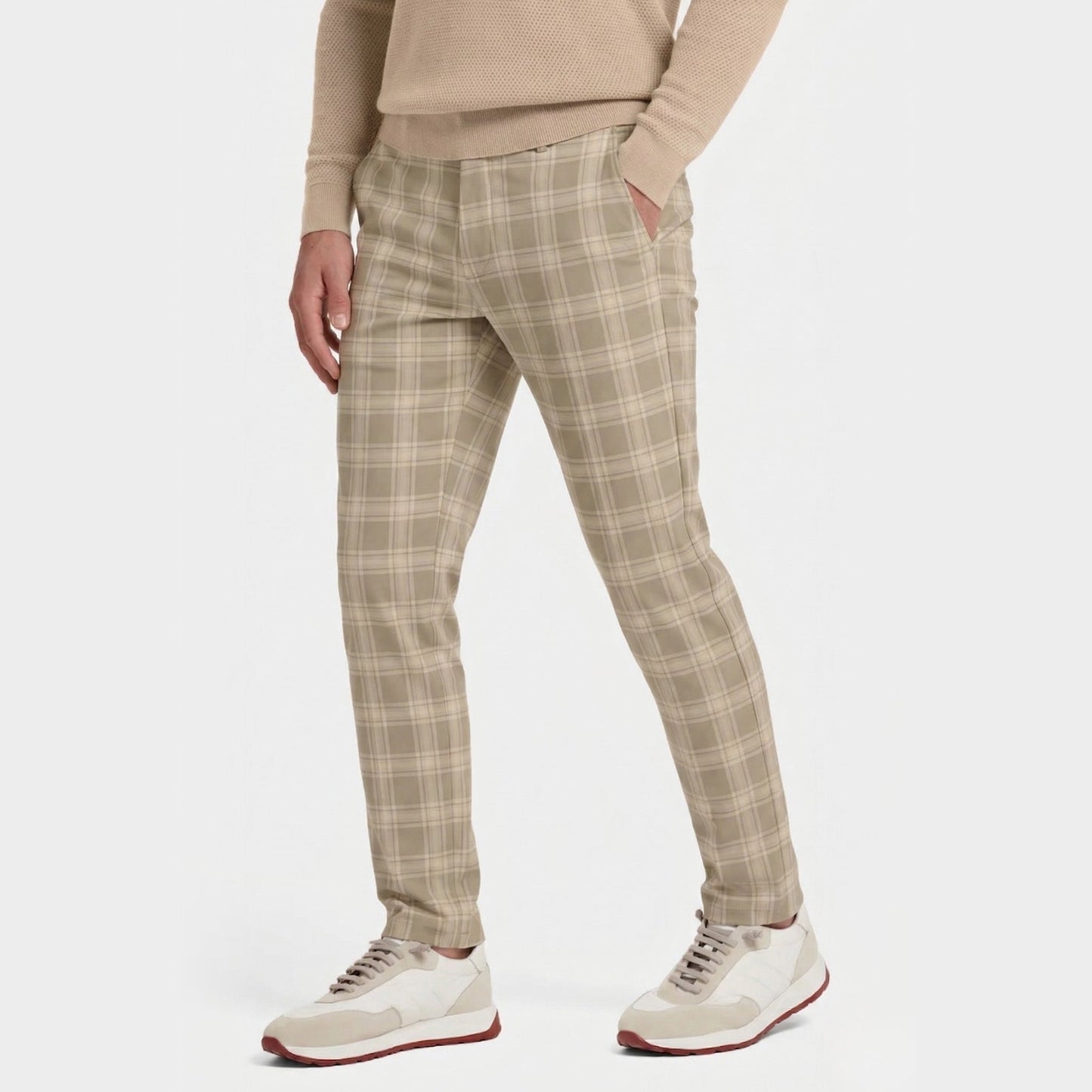 Herren Karierte Hose Slim Fit Smart Casual Büro