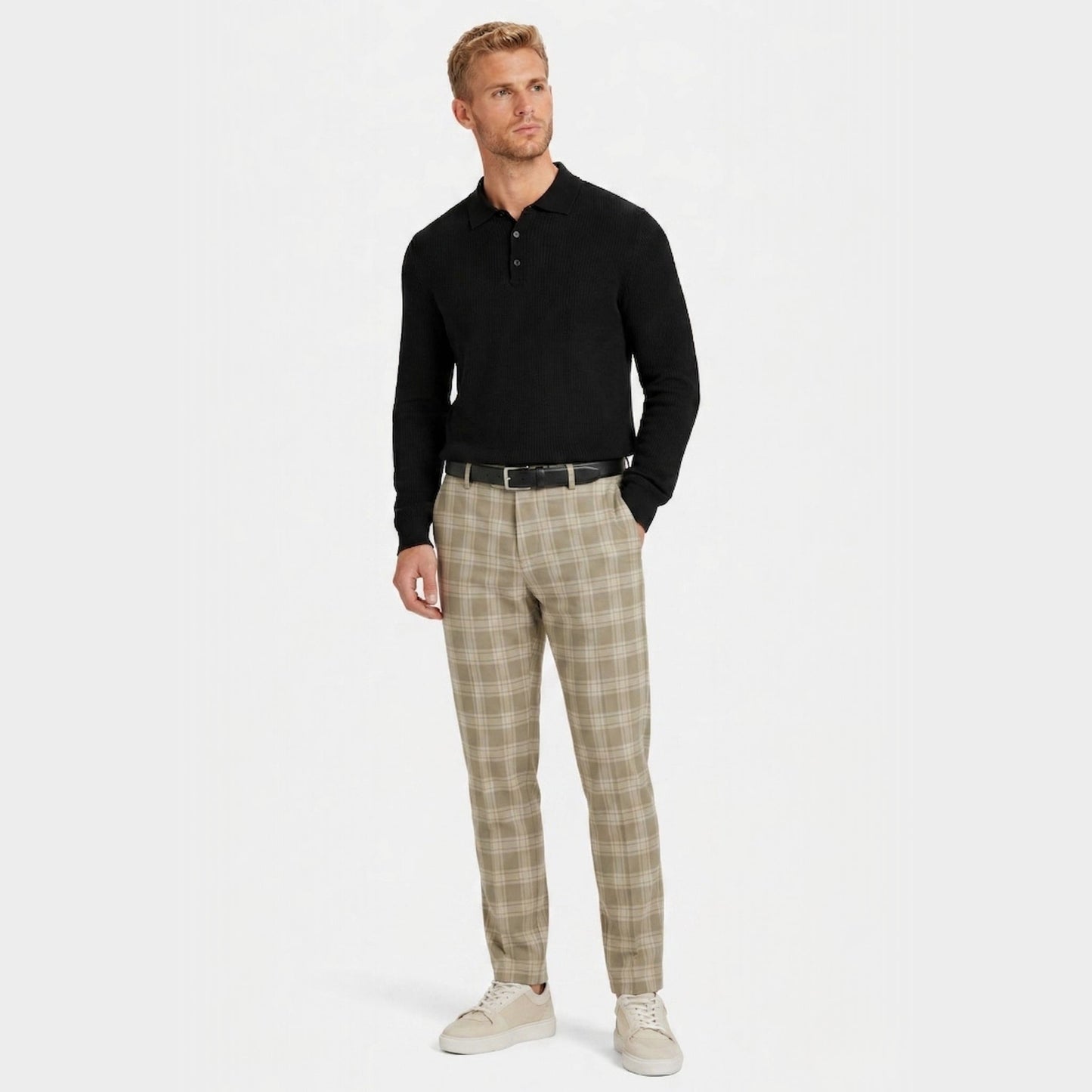Herren Karierte Hose Slim Fit Smart Casual Büro