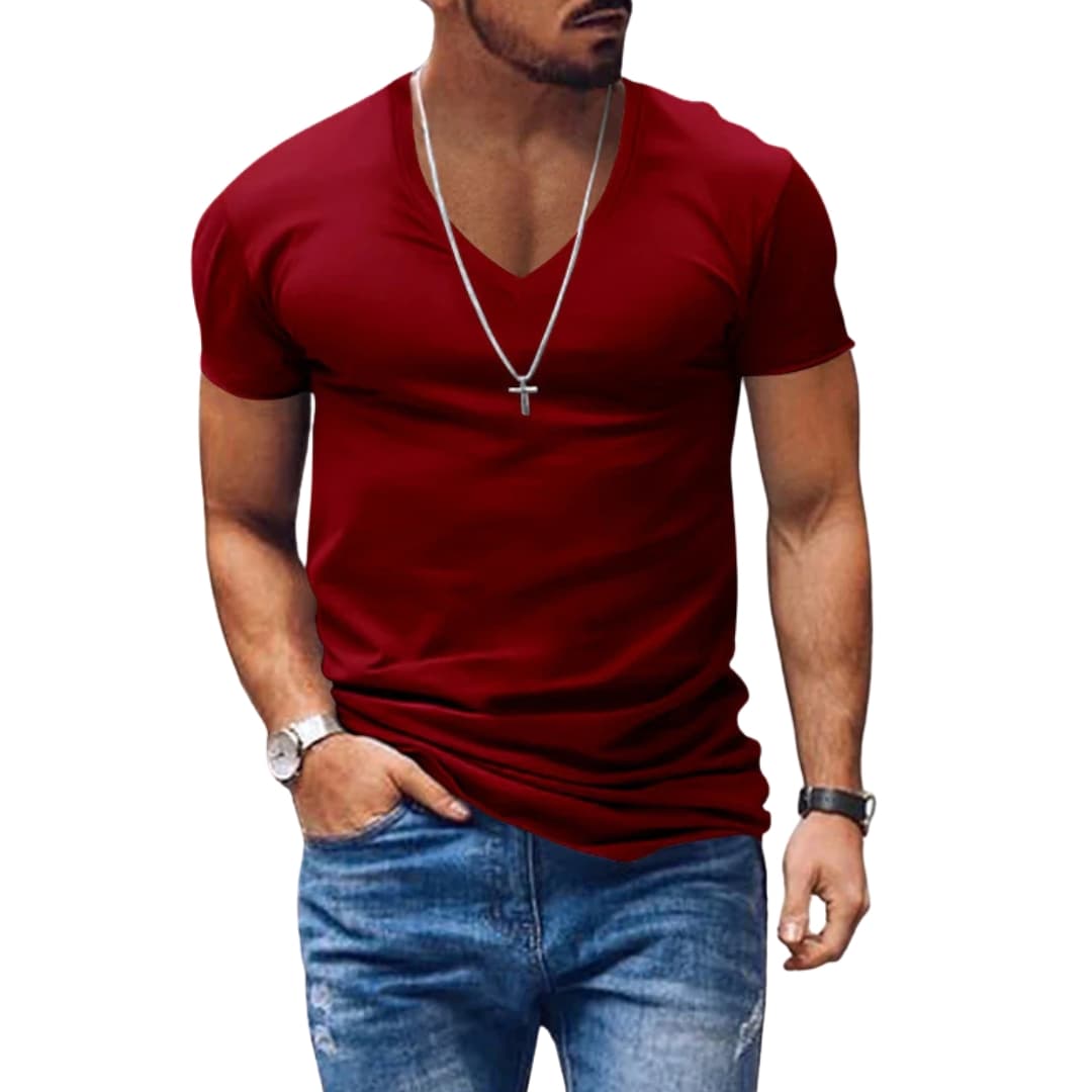 Klassische T-Shirts Männer | V-Ausschnitt Kurzarm für Optimalen Komfort | Schlichtes Design für Jeden Tag 1