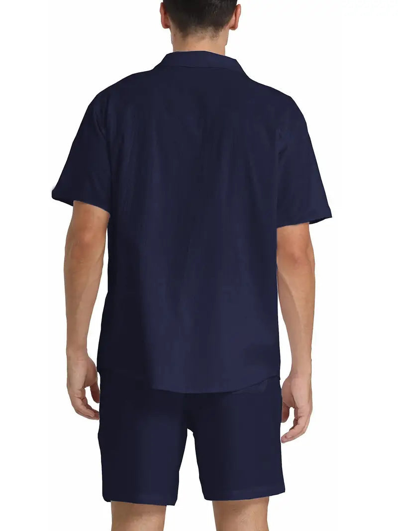 Klassisches Herren Set | Kurzarm-Hemd mit Knopfleiste & Shorts | Elegantes Design für Stilvolle Freizeitlooks 8