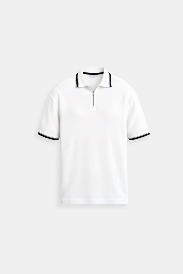 Herren Poloshirt Reißverschluss Kurzarm Sommer Baumwolle