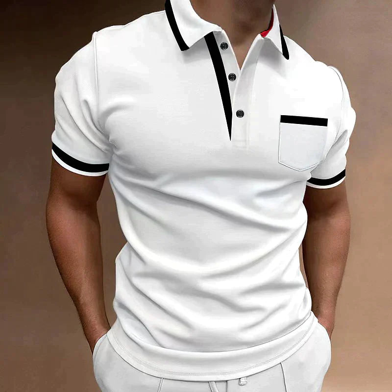 Klassisches Poloshirt Herren mit V-Ausschnitt | Bequemer Schnitt für Alltag und Freizeit 0