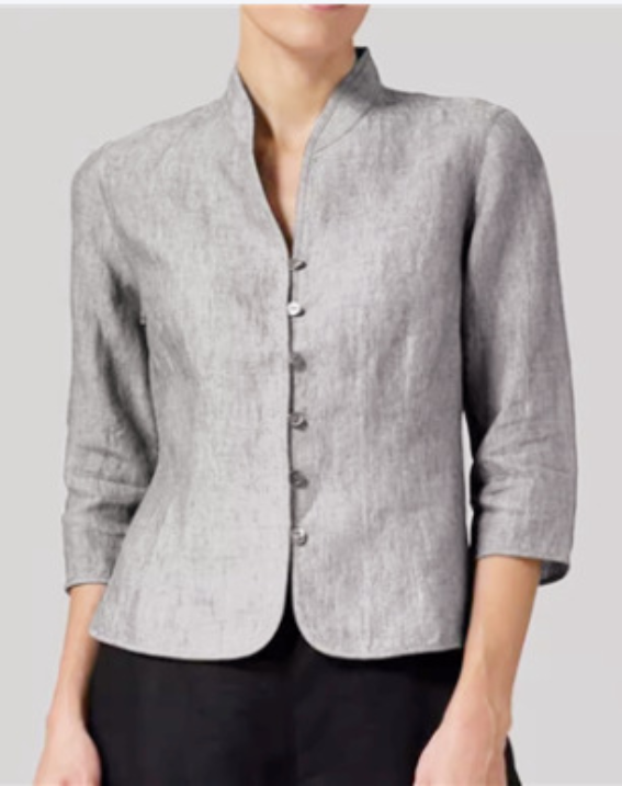 Damen Langarmbluse Regular Fit Business Stehkragen Minimalistisch