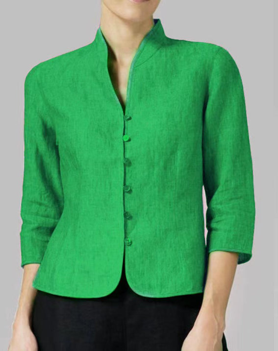 Damen Langarmbluse Regular Fit Business Stehkragen Minimalistisch