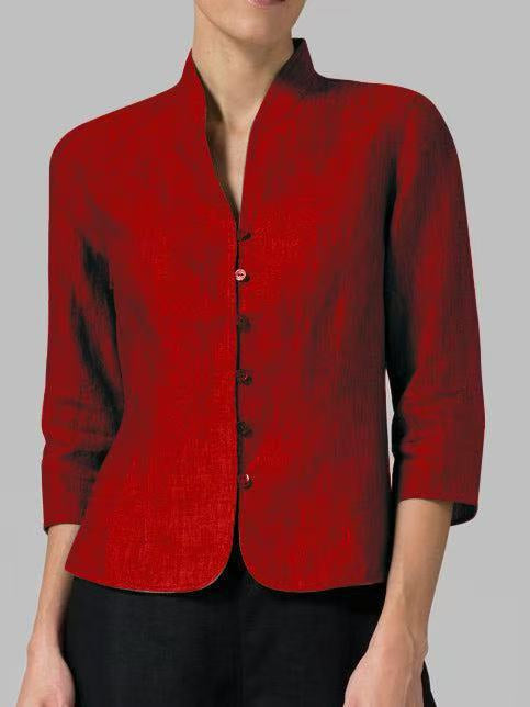 Damen Langarmbluse Regular Fit Business Stehkragen Minimalistisch