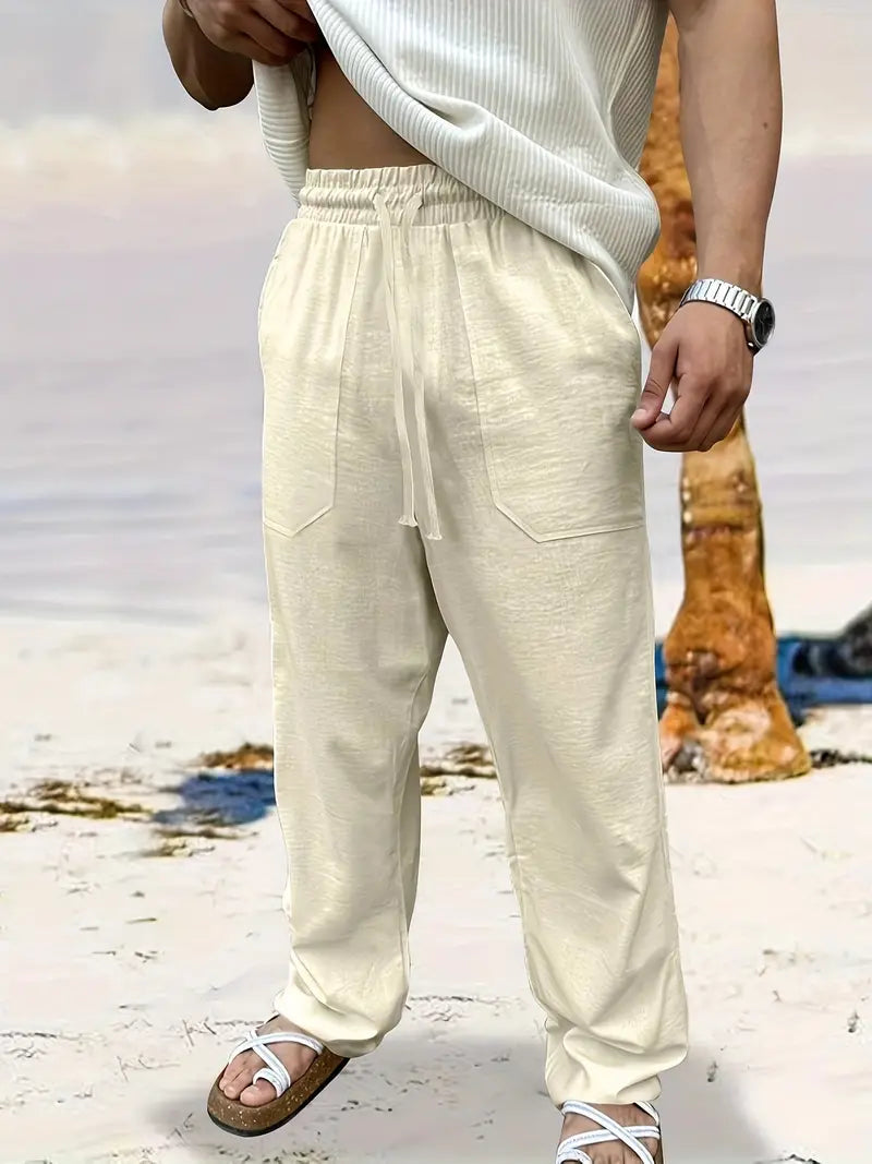 Lässige Leinen-Herrenhose mit Elastischem Bund | Bequeme Kurze Hosen für Herren 2