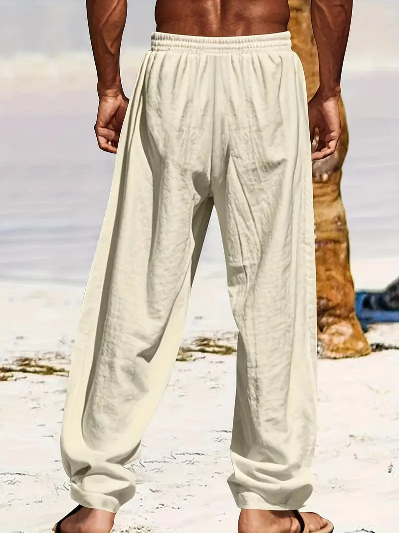 Lässige Leinen-Herrenhose mit Elastischem Bund | Bequeme Kurze Hosen für Herren 3