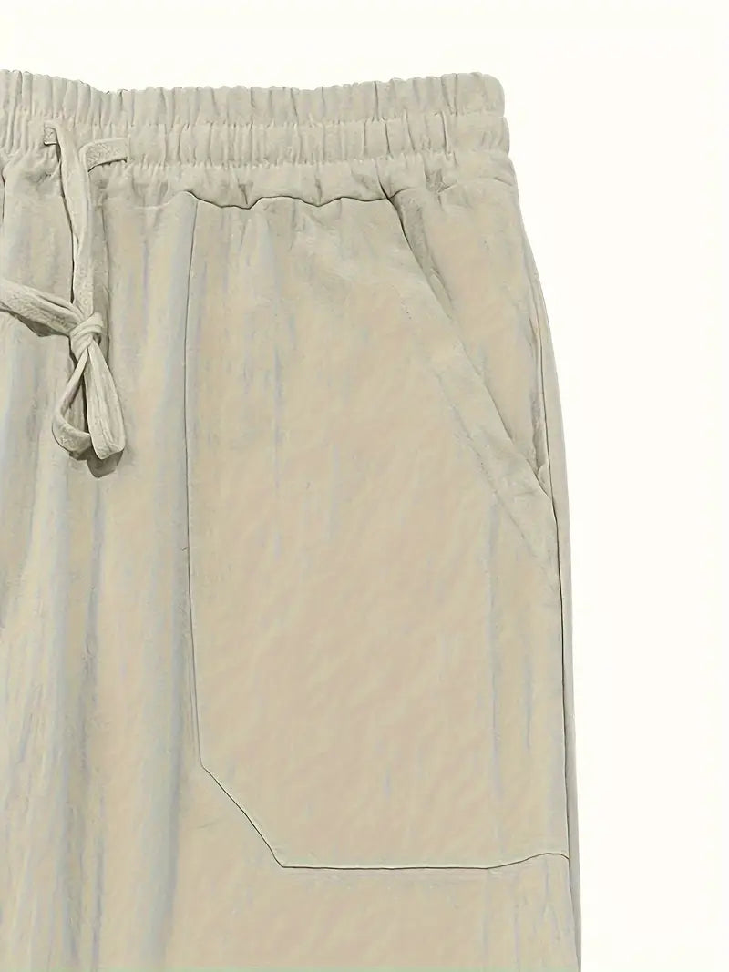 Lässige Leinen-Herrenhose mit Elastischem Bund | Bequeme Kurze Hosen für Herren 4