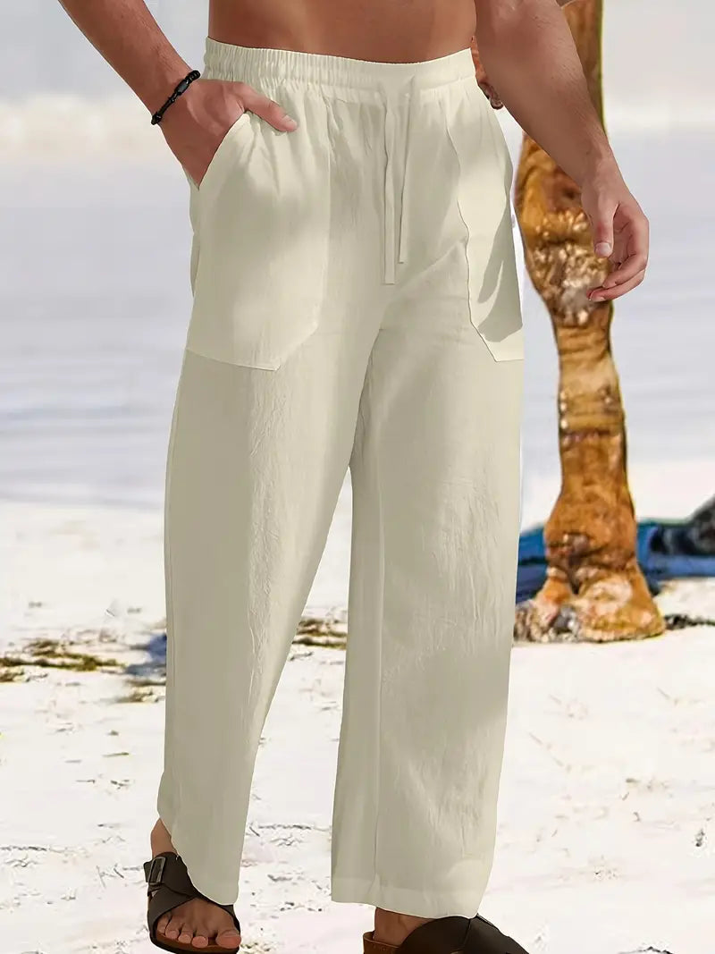Lässige Leinen-Herrenhose mit Elastischem Bund | Bequeme Kurze Hosen für Herren 5