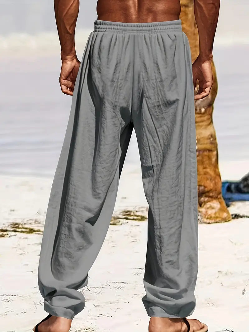 Lässige Leinen-Herrenhose mit Elastischem Bund | Bequeme Kurze Hosen für Herren 6