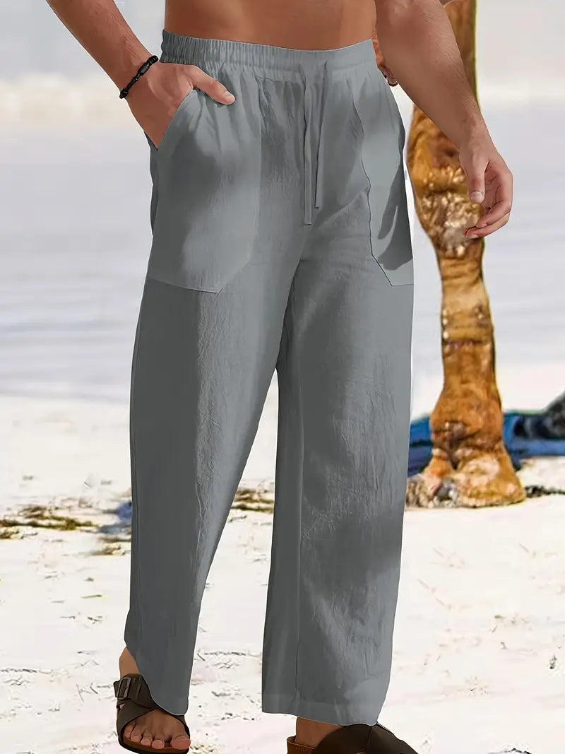 Lässige Leinen-Herrenhose mit Elastischem Bund | Bequeme Kurze Hosen für Herren 7