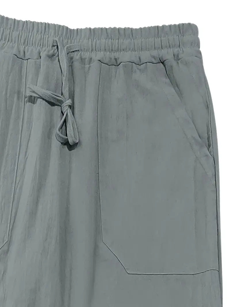 Lässige Leinen-Herrenhose mit Elastischem Bund | Bequeme Kurze Hosen für Herren 8