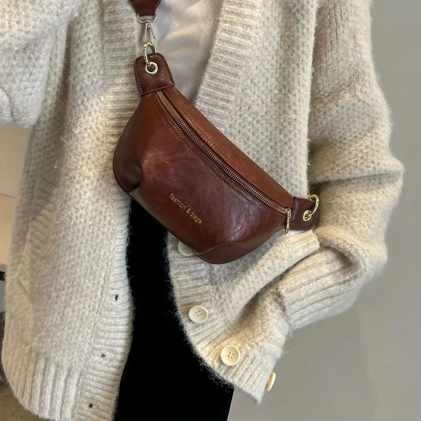 Damen Gürteltasche Vegan Leder Freizeit Verstellbar