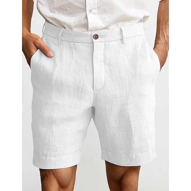 Leinen-Chinoshorts Herren | Atmungsaktive Kurze Hose für Elegante Sommerlooks | Klassische Passform mit Seitentaschen 0