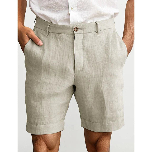 Leinen-Chinoshorts Herren | Atmungsaktive Kurze Hose für Elegante Sommerlooks | Klassische Passform mit Seitentaschen 1