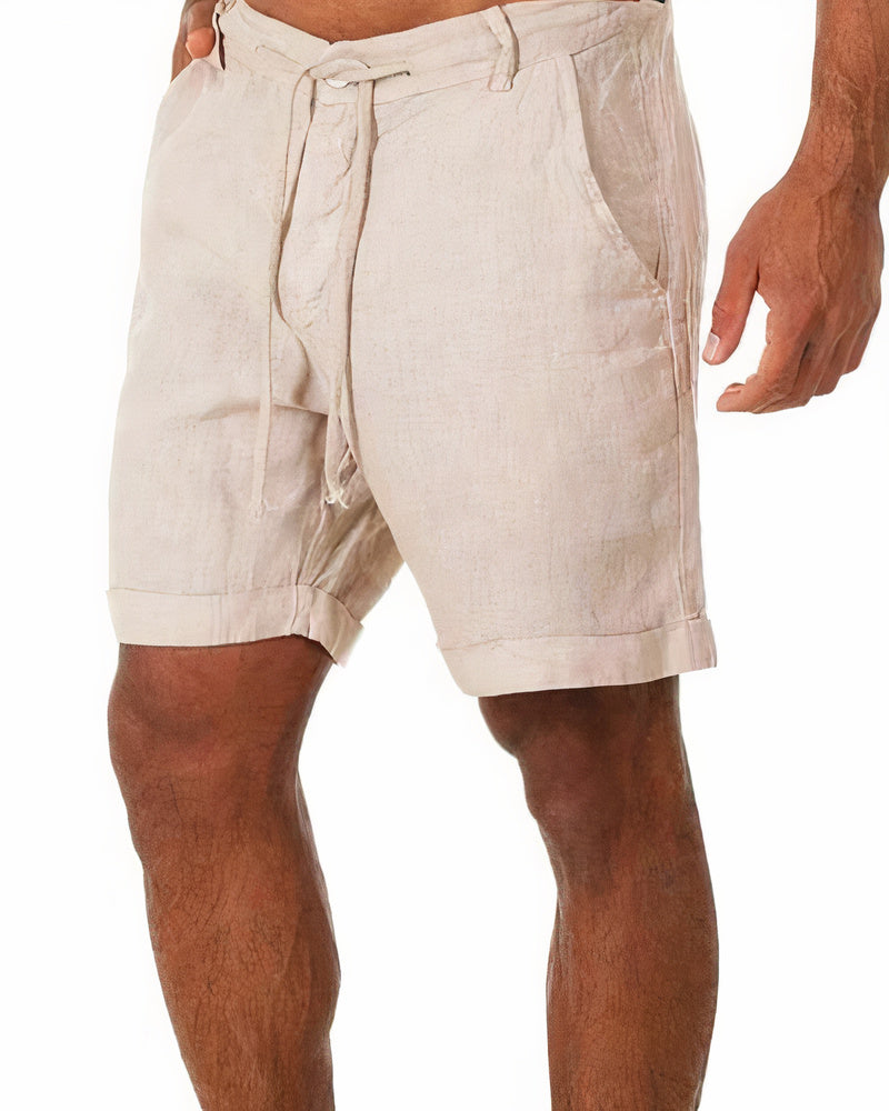 Leinen Shorts Herren | Atmungsaktiver Stoff mit Elastischem Bund | Bequem und Vielseitig für Sommerliche Abenteuer 0
