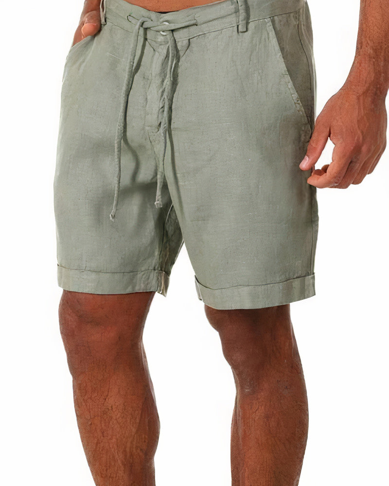 Leinen Shorts Herren | Atmungsaktiver Stoff mit Elastischem Bund | Bequem und Vielseitig für Sommerliche Abenteuer 2