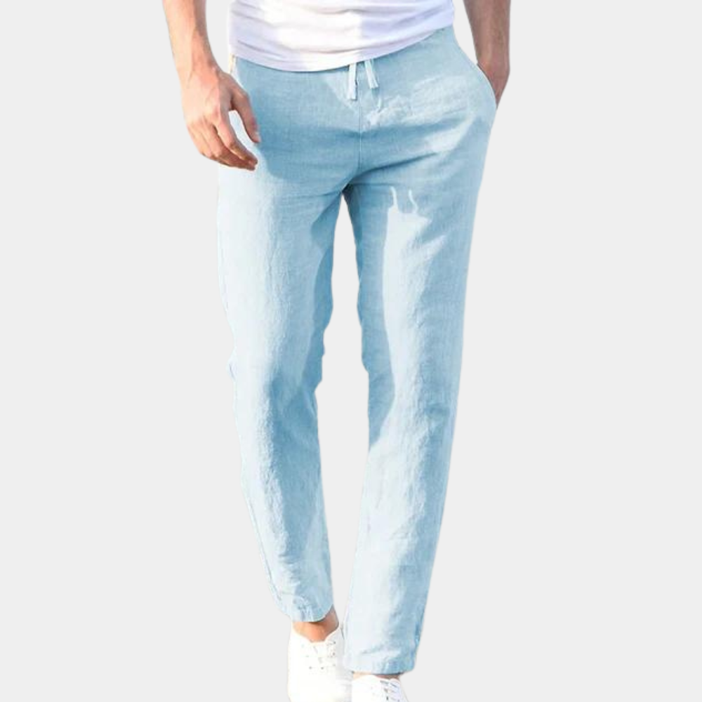 Leinenhose für Herren | Atmungsaktive Sommerhose mit Elastischem Bund | Bequeme Passform für Jeden Anlass 0