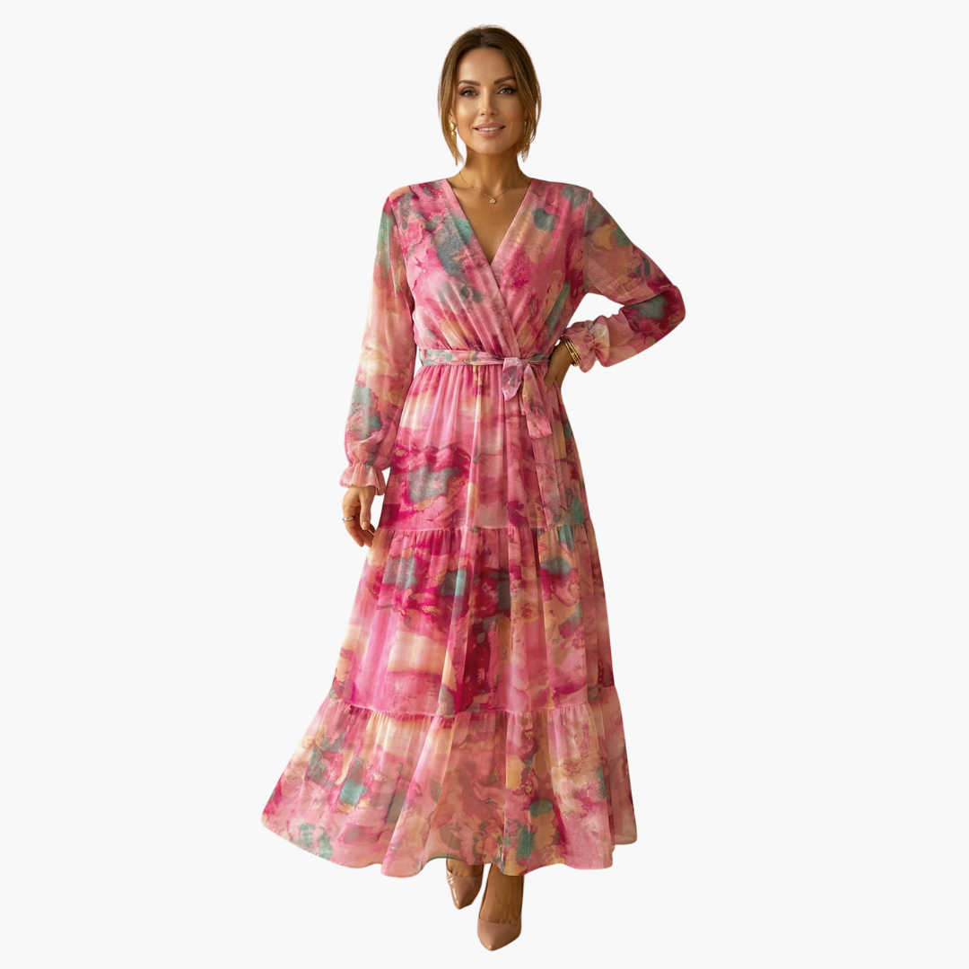 Damen Langarm Sommerkleid Relaxed Fit Freizeit