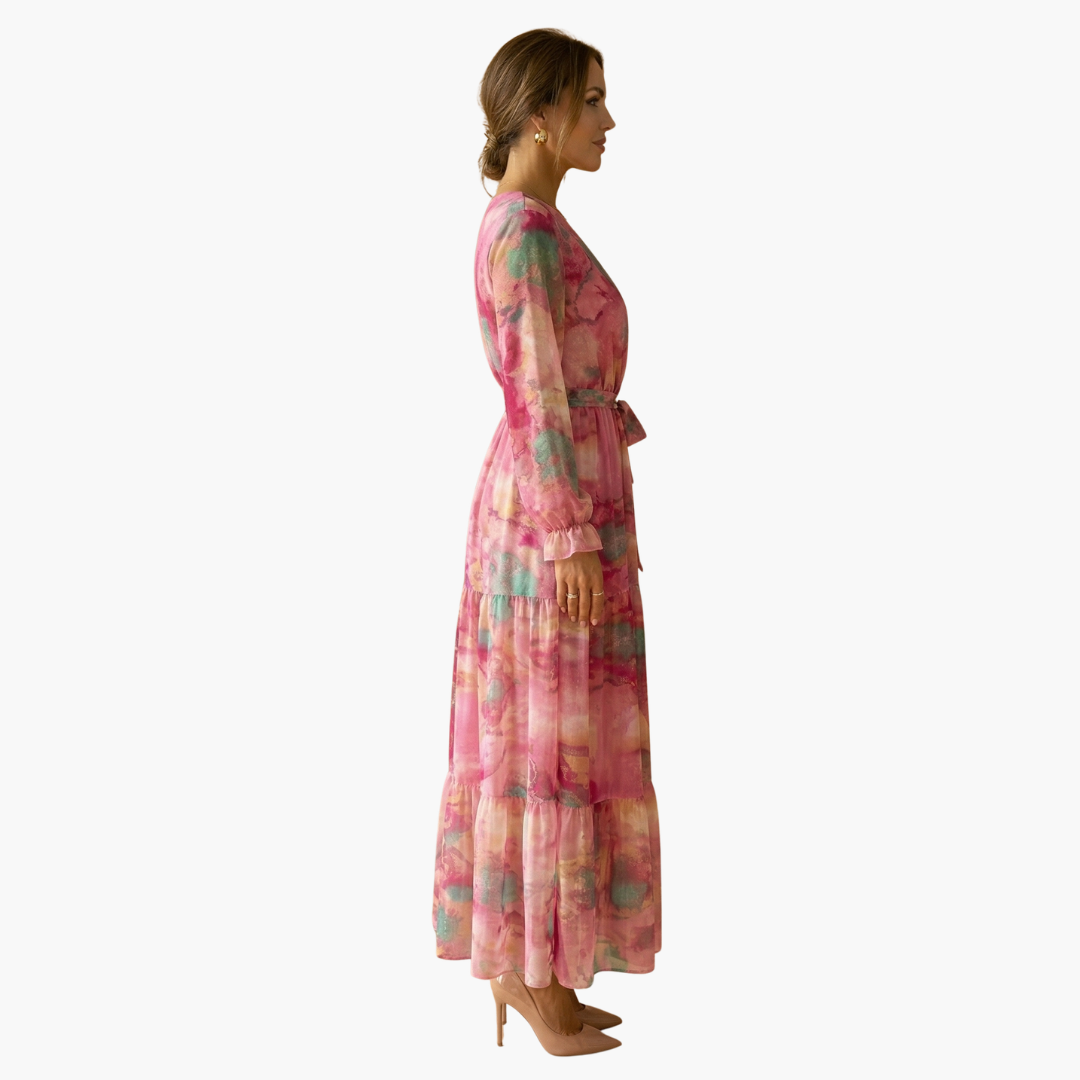 Damen Langarm Sommerkleid Relaxed Fit Freizeit
