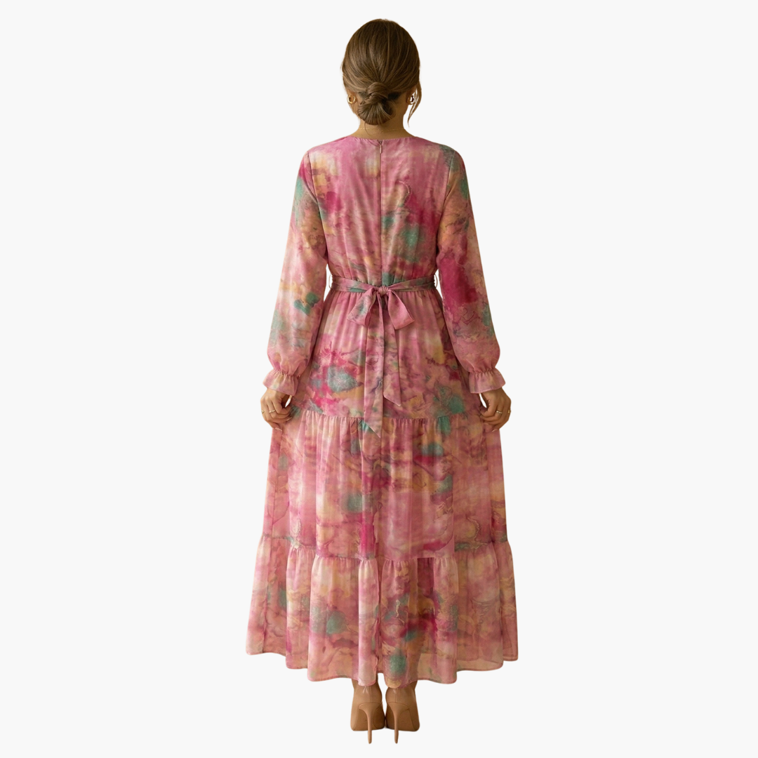 Damen Langarm Sommerkleid Relaxed Fit Freizeit