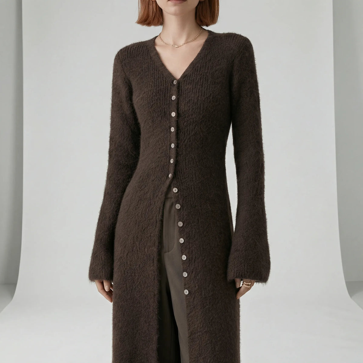 Sina I Damen Longline Cardigan Regular Fit Freizeit mit Knopfleiste