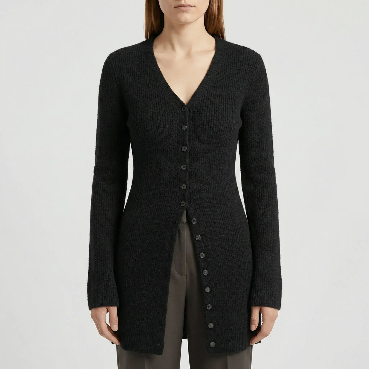 Sina I Damen Longline Cardigan Regular Fit Freizeit mit Knopfleiste