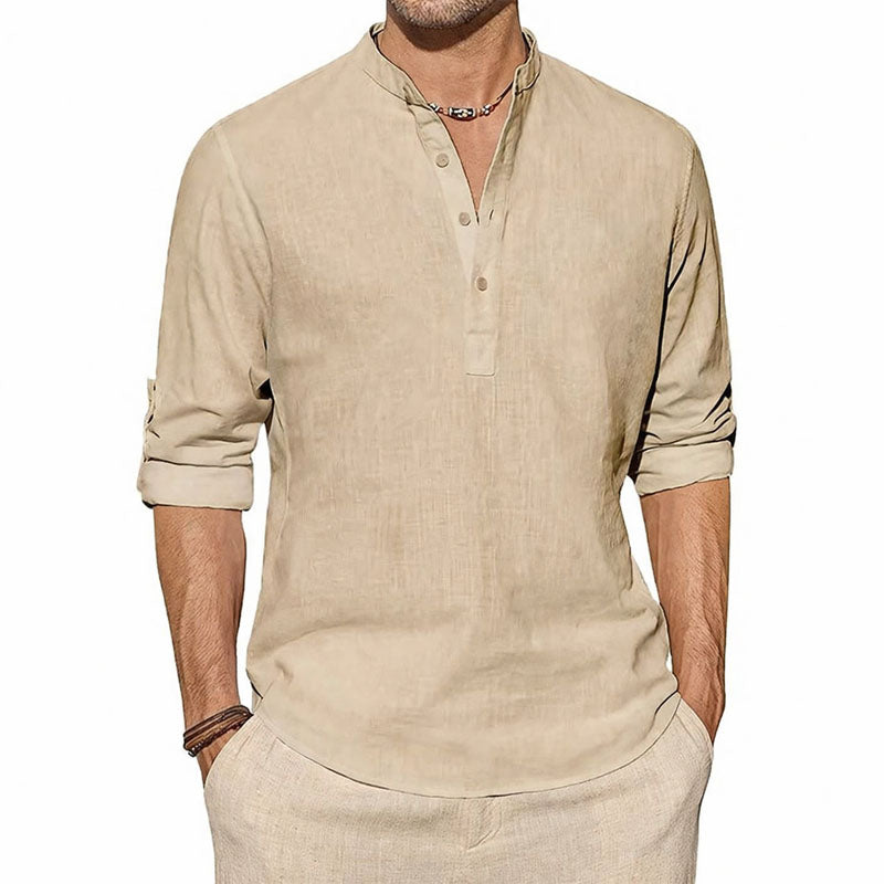 Langarm-Henley-Shirt für Herren im minimalistischen Design