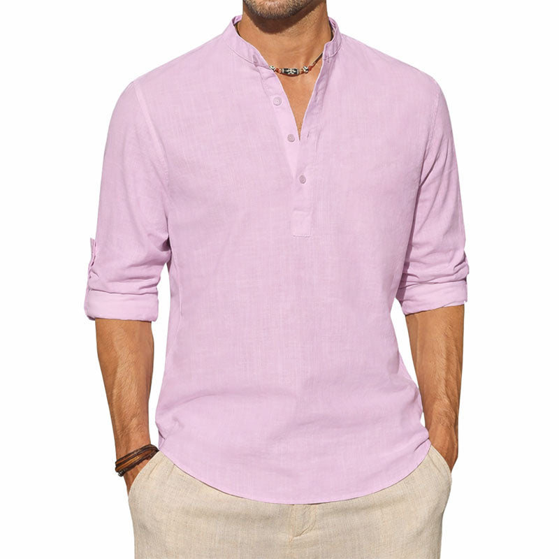 Langarm-Henley-Shirt für Herren im minimalistischen Design