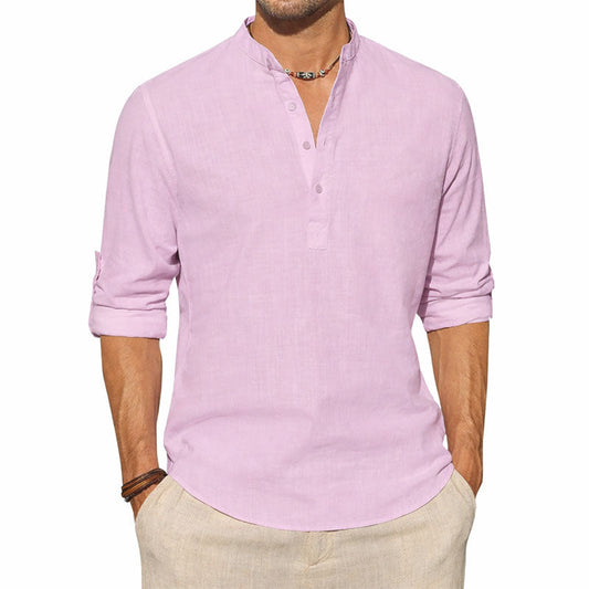 Langarm-Henley-Shirt für Herren im minimalistischen Design