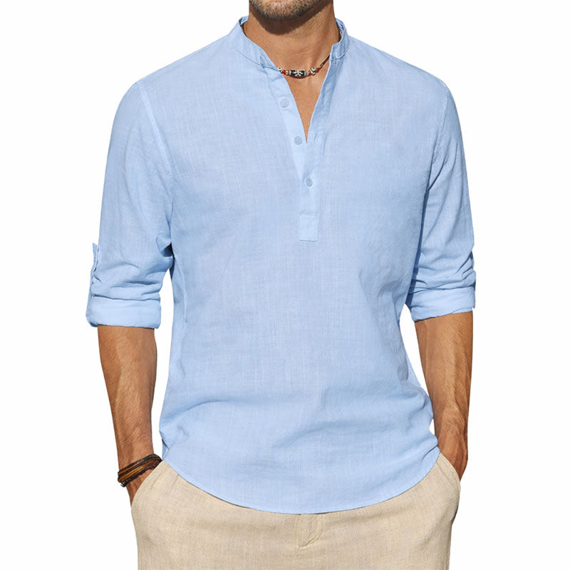 Langarm-Henley-Shirt für Herren im minimalistischen Design
