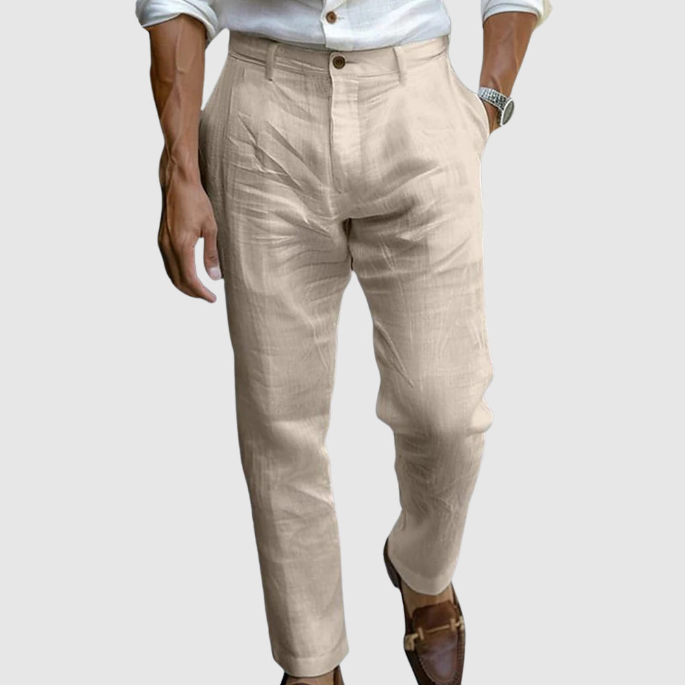 Herren Stoffhose knöchellang mit klassischem Schnitt und Knopfverschluss