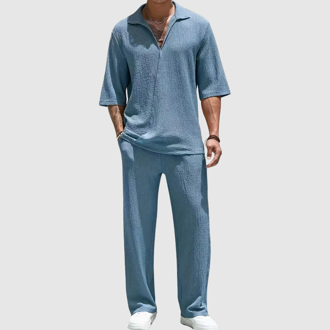 Sportliches Luxe Set für Herren mit halben Ärmeln und Jogginghosen