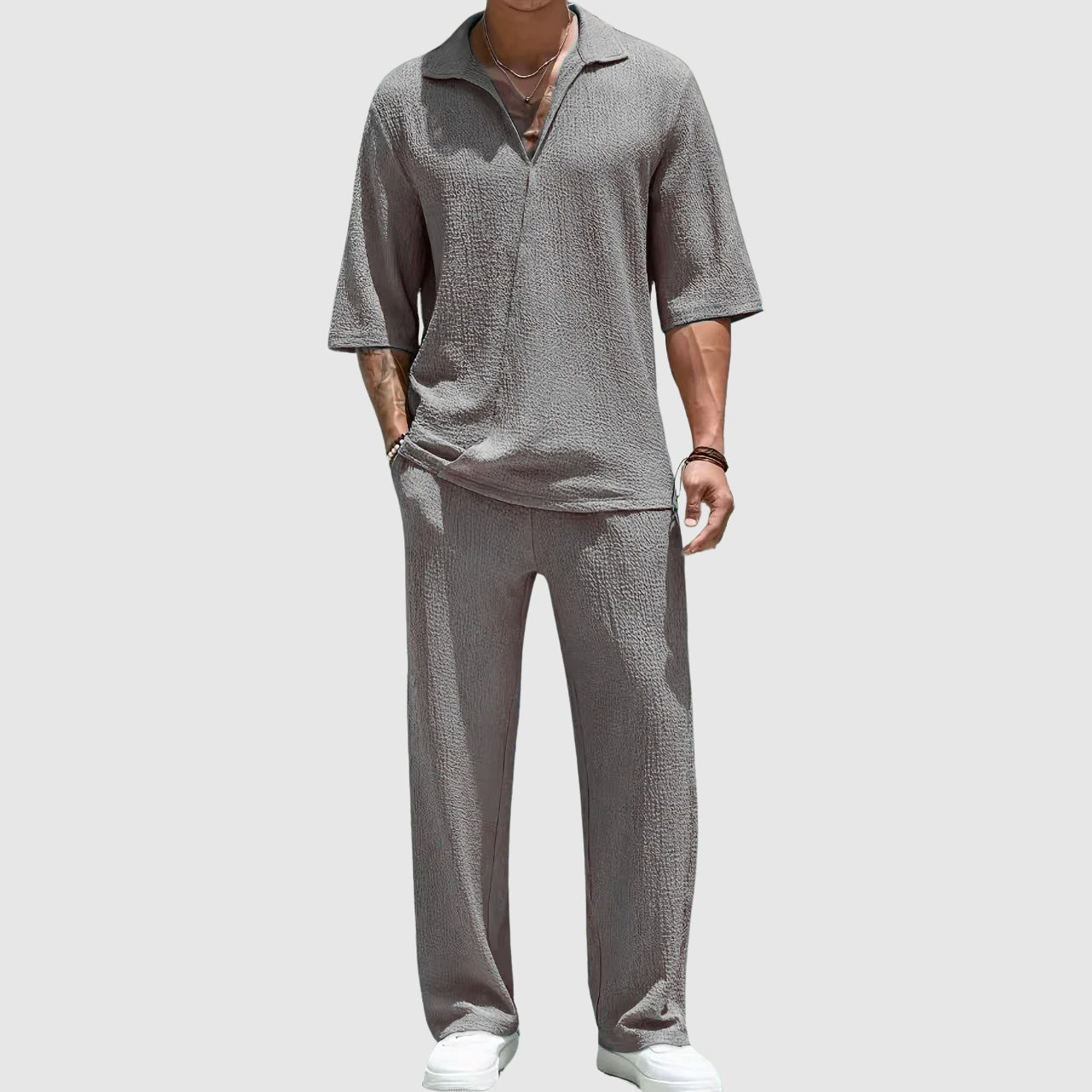 Sportliches Luxe Set für Herren mit halben Ärmeln und Jogginghosen