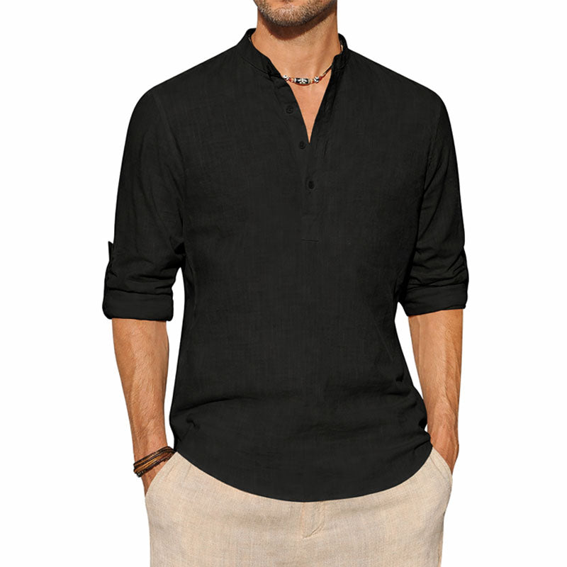 Langarm-Henley-Shirt für Herren im minimalistischen Design