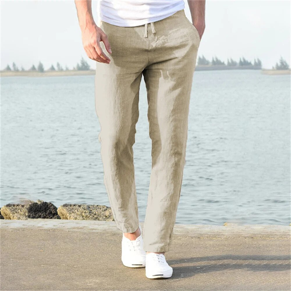 Luftige Herrenhose | Baumwoll-Leinen mit Elastischem Bund | Bequeme Hosen für Herren für Stil und Komfort 0