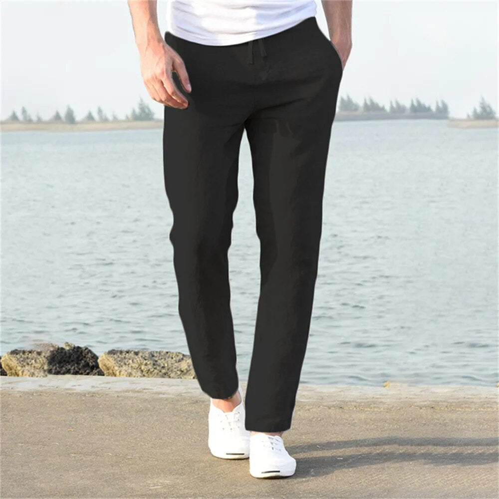 Luftige Herrenhose | Baumwoll-Leinen mit Elastischem Bund | Bequeme Hosen für Herren für Stil und Komfort 1