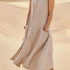 Damen Maxikleid Ärmellos Relaxed Fit Freizeit mit Taschen
