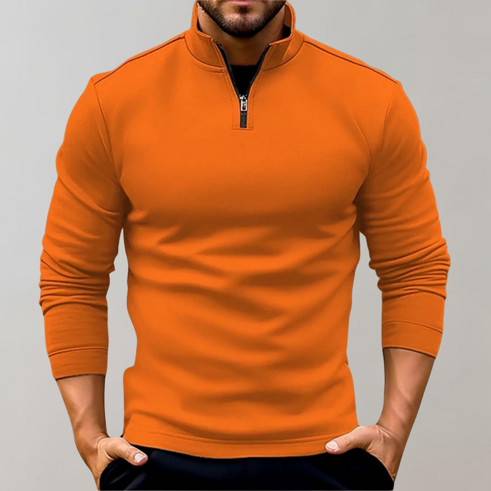 Herren Pullover Regular Fit Freizeit mit Reißverschluss und niedrigem Kragen
