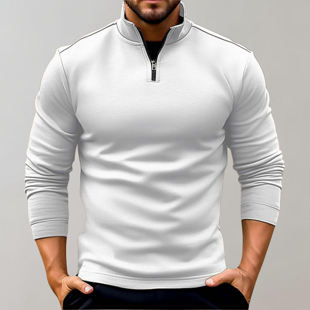 Herren Pullover Regular Fit Freizeit mit Reißverschluss und niedrigem Kragen