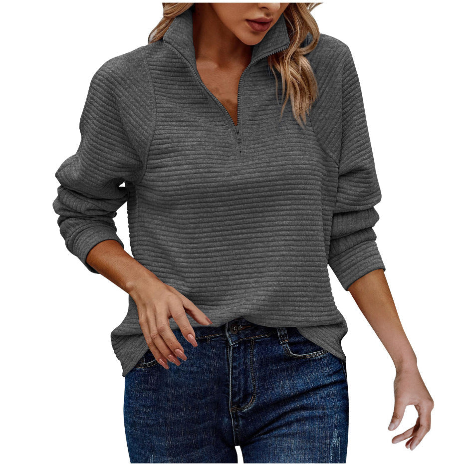 Damenpullover Regular Fit mit Reißverschluss für Freizeit