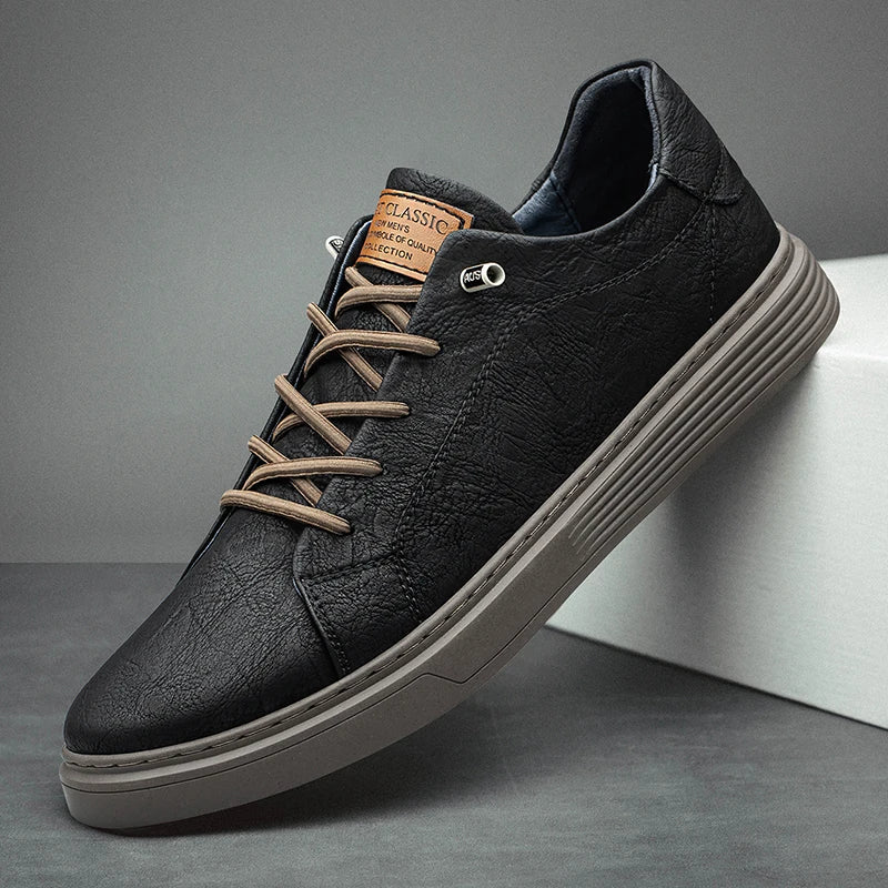 Sneaker Herren Regular Fit Freizeit aus veganem Leder