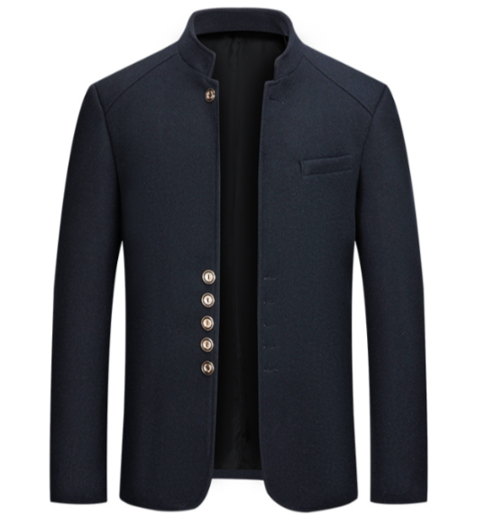 Wolljacke Herren Regular Fit Freizeit Stehkragen minimalistisch