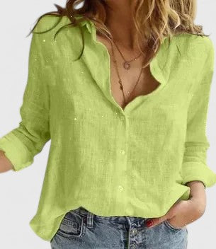 Damen Bluse Relaxed Fit Casual Botanischer Blumenprint V-Ausschnitt