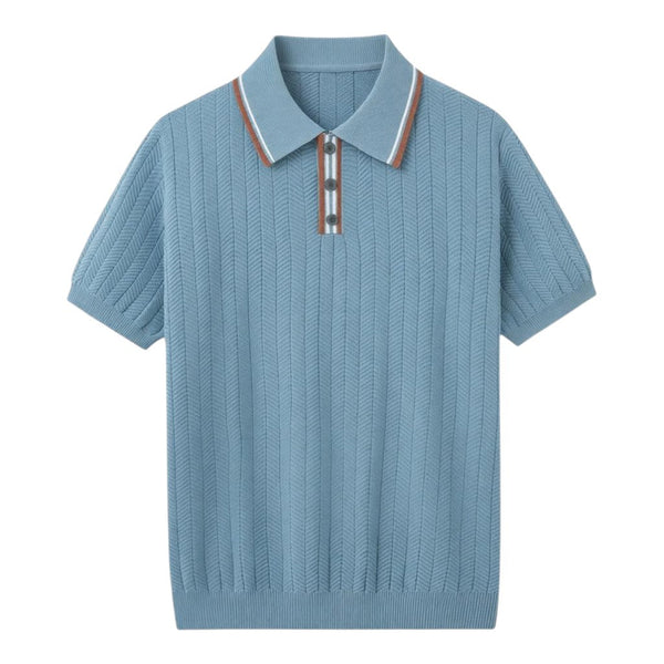 Herren Polohemd mit Chevron-Strick für smart-casual Stil