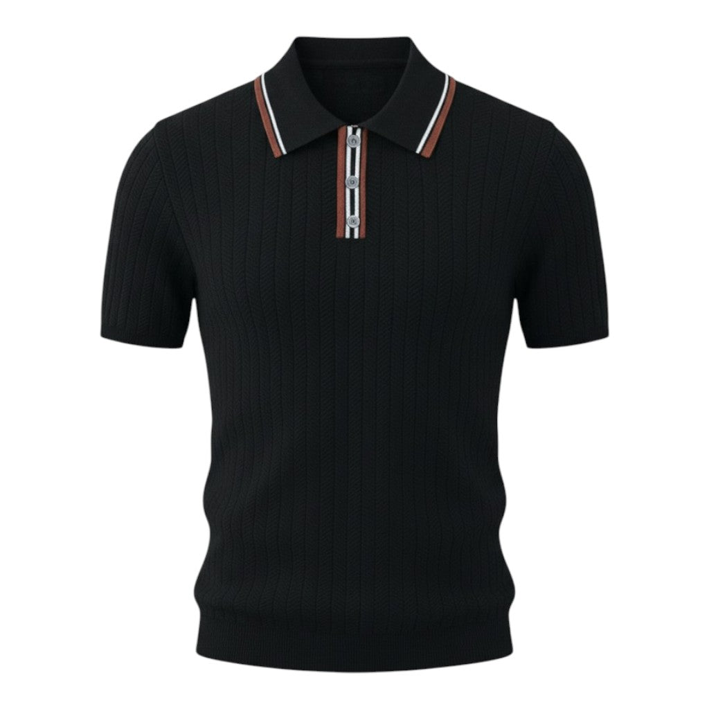 Herren Polohemd mit Chevron-Strick für smart-casual Stil