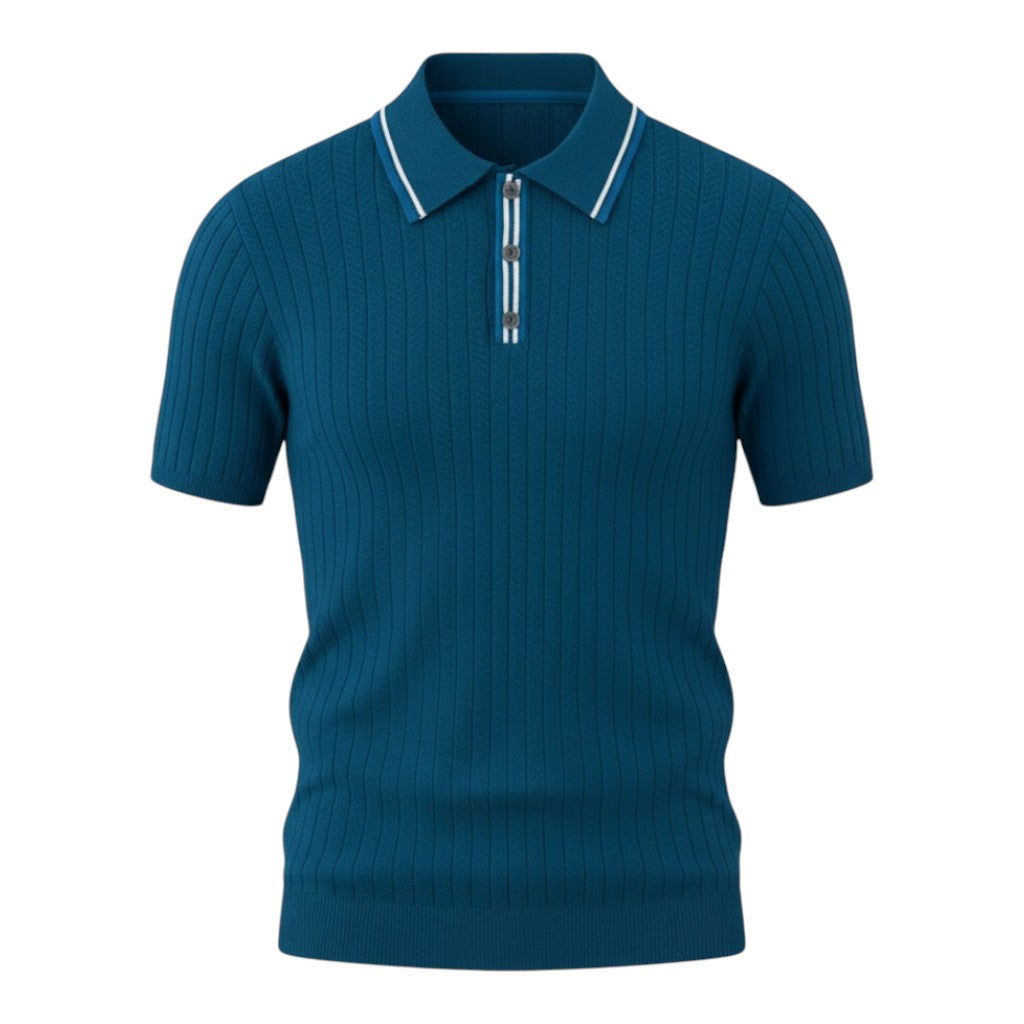 Herren Polohemd mit Chevron-Strick für smart-casual Stil