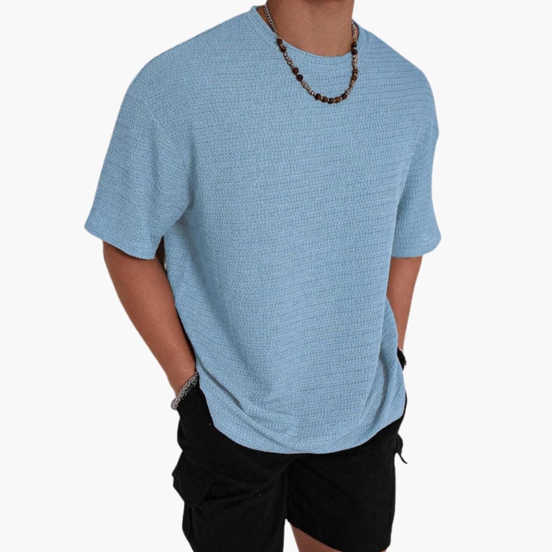 Herren T-Shirt mit Textur, Rundhalsausschnitt und kurzen Ärmeln