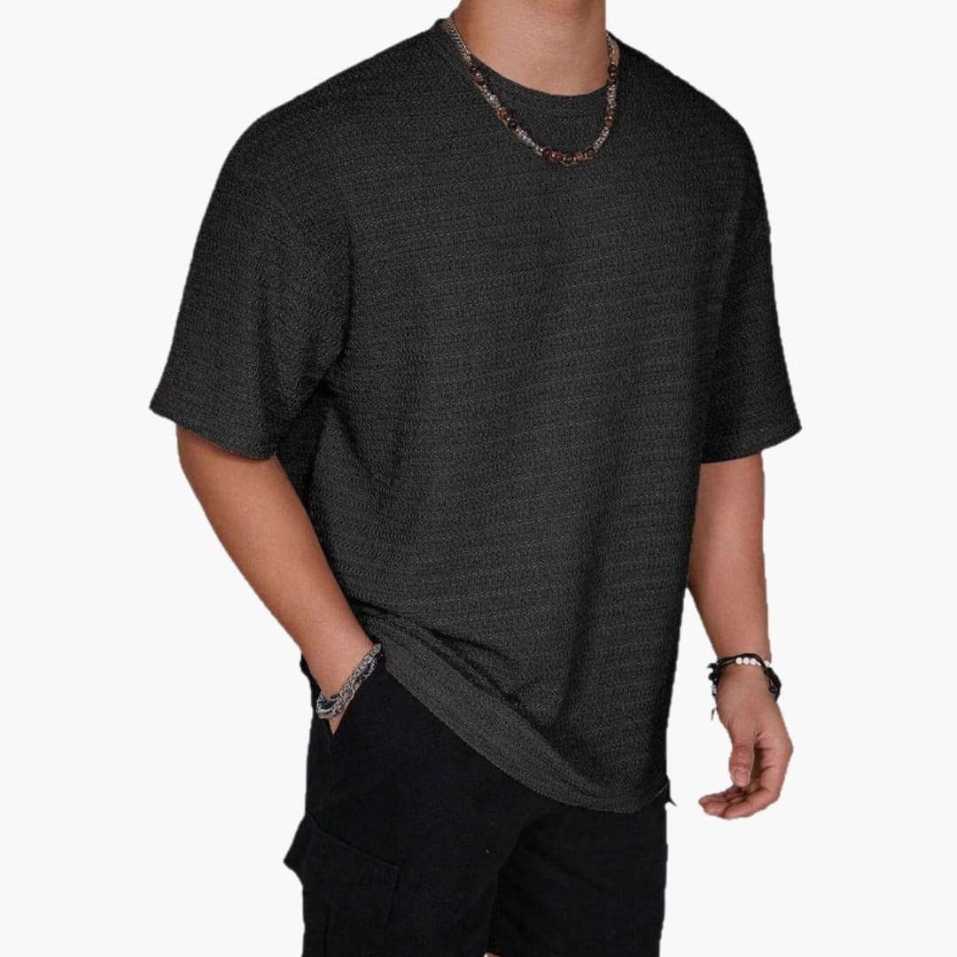 Herren T-Shirt mit Textur, Rundhalsausschnitt und kurzen Ärmeln